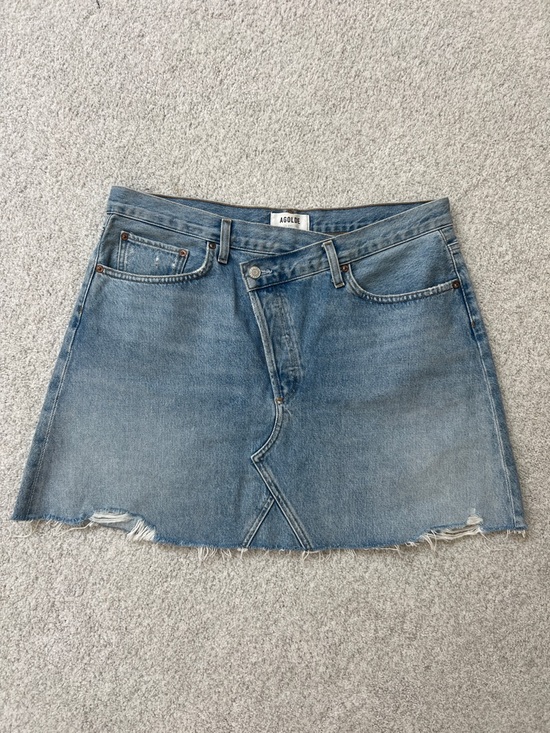 Agolde Dresses & Skirts - Agolde Light Blue Denim Raw-Hem Mini Skirt